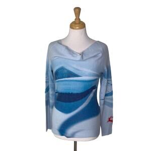 MOUNTAIN FORCE Precison Apparel 100% Cashmere Cowl Neck Sweater Blue Size Medium